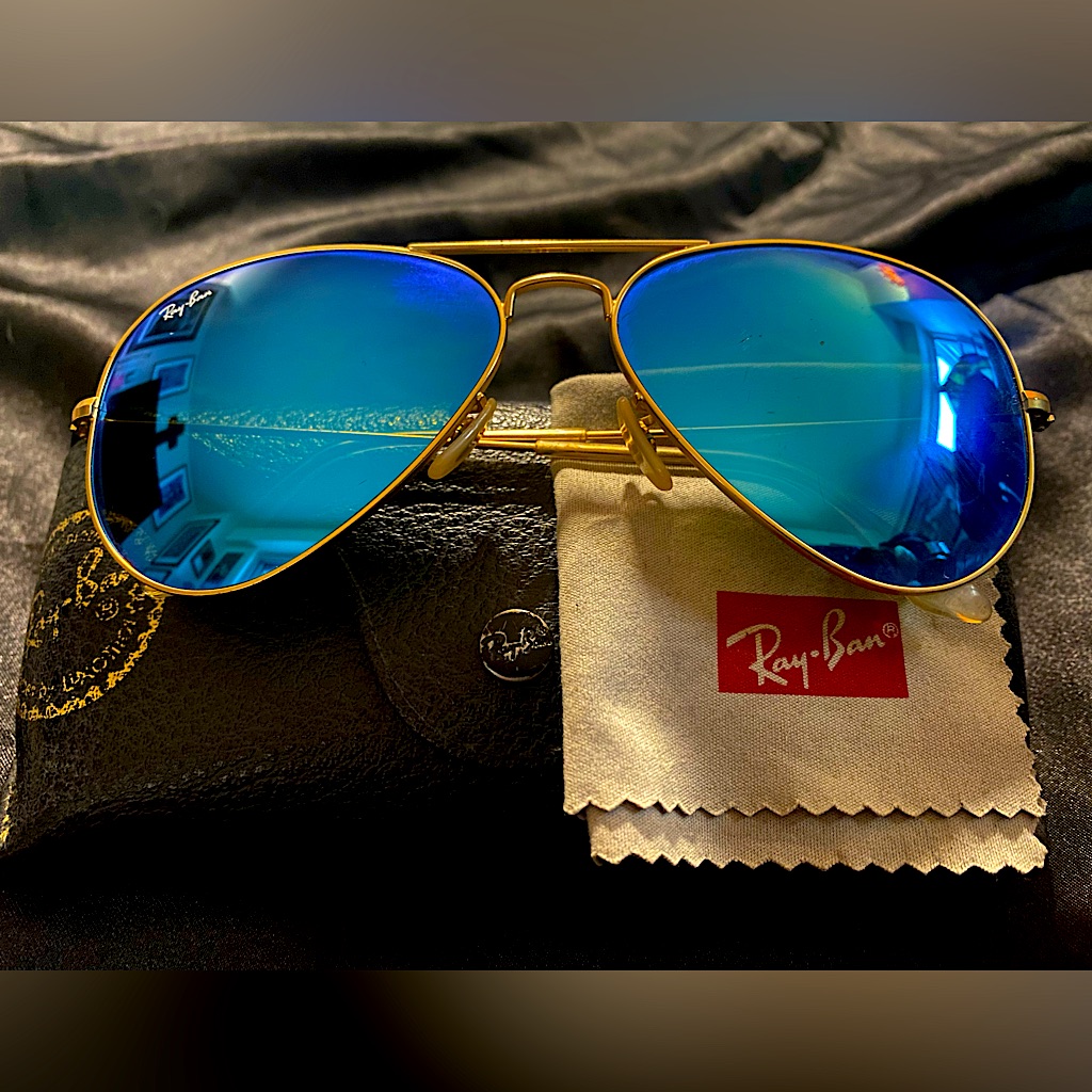 Ray Ban Aviator Blue Flash Polarized Sunglasses